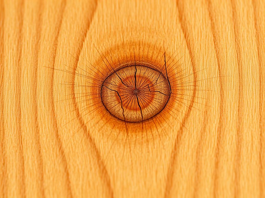 Close-up macro shot of solid oak hardwood grain showing natural knots and warm honey tones