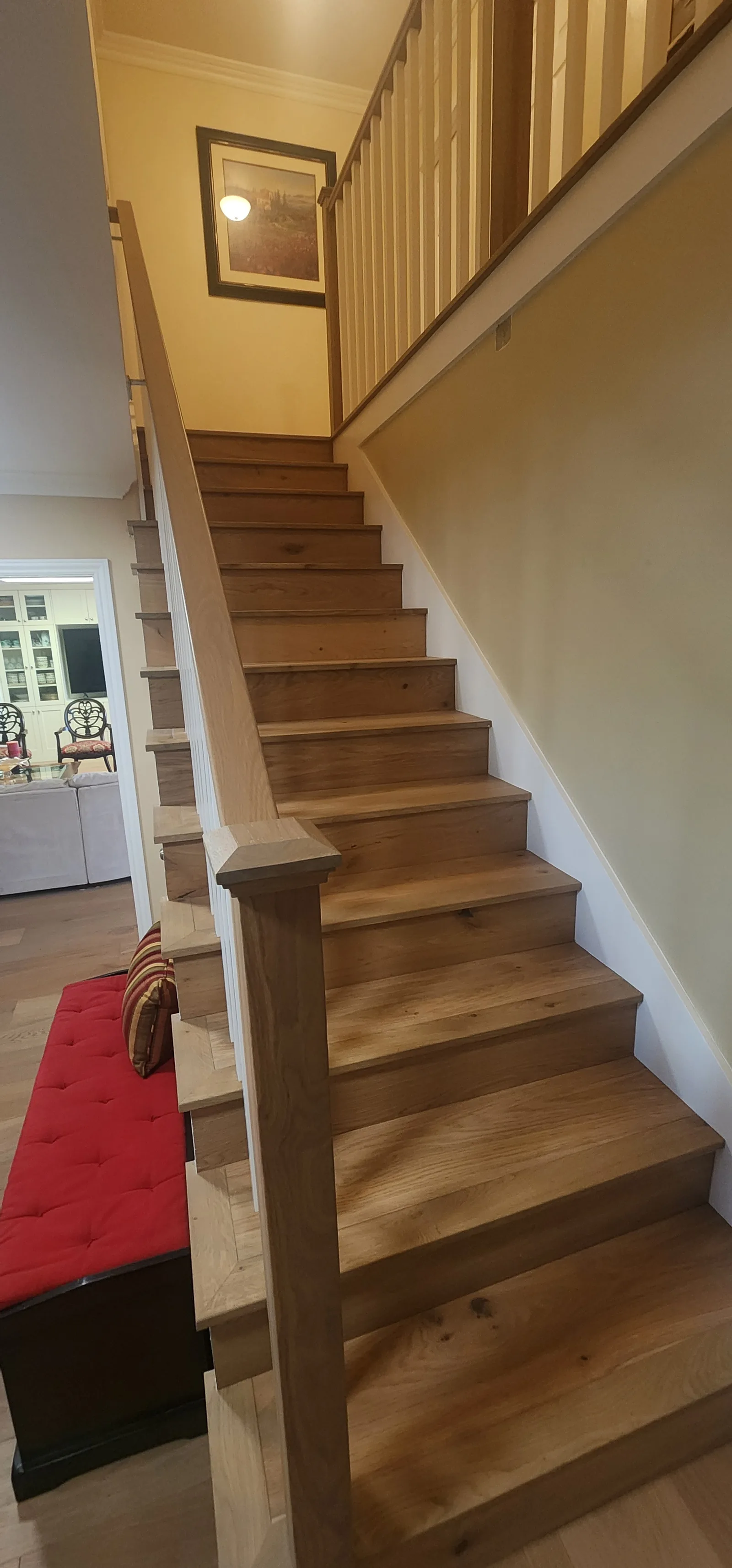 Staircase with oak treads and white risers